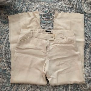 J Crew Petite 6 linen off white pants wide leg